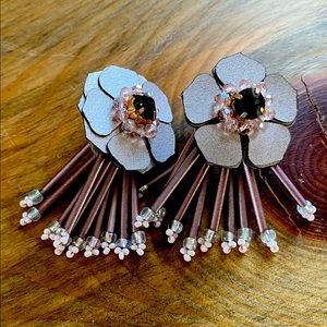 **JEWELRY BUNDLE SALE ** Silver copper/emerald stone leather boho earrings